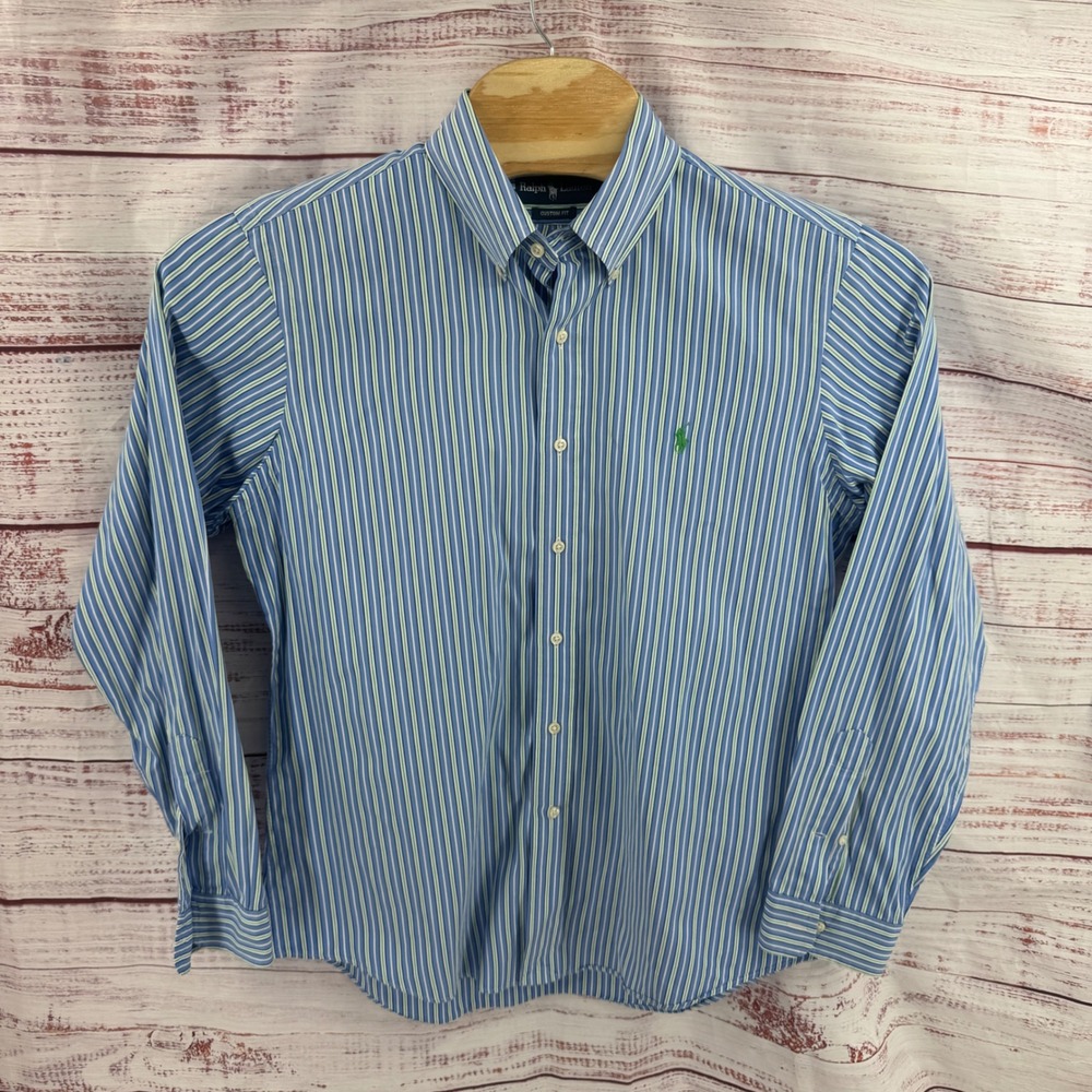Ralph Lauren Shirt Mens Large Custom Fit Striped Button Down Long Sleeve Preppy - Picture 2 of 8